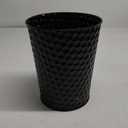 Small Metal Trash Can Wastebasket, Decorative Honeycomb Garbage Can Waste Basket, Modern Farmhouse Round Trash Bin for Bathroom, Bedroom, Kitchen and Office (Black)