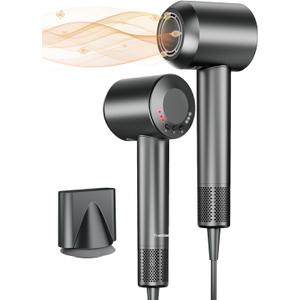 High-Speed Hair Blow Dryer: 160000 RPM Professional Hairdryer 500 Millions Negative Ionic Low Noise Thermo Control Lightweight Fast Drying with Brushless Motor for Gift Travel Home Salon