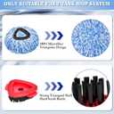 Spin Mop Refills Compatible with OCedar RinseClean 2-Tank System - 6-Piece Set Includes 4 Washable Microfiber Replacement Heads, 1 Base & 1 Small Gray Full Cleaning Brush - Floor Cleaning Accessories