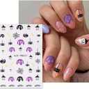 6 x 8 Sheets Halloween Nail Art Stickers Cute Pumpkin Little Ghost Nail Decals 3D Self-Adhesive Halloween Nail Stickers Mummy Nail Art Designs Accessories for Women Holiday Manicure Decor (Style 5)