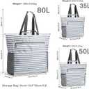 G4Free Beach Bag, Waterproof Sandproof Beach Tote Bag, Large Capacity Foldable for Women,Grey Stripe