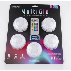 5PK LED RGB Puck Lights With Remote