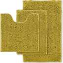 Gold Bathroom Rugs Sets 3 Piece Extra Soft Chenille Bathroom Mats Non Slip Bath Mat Set,Absorbent Shaggy Rugs Perfect Plush Bath Rugs with U-Shaped Toilet Rug,Bathroom Carpets for Bathroom (Golden Yellow)