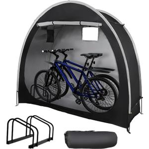 Bike Storage Shed with Bicycle Racks Outdoor Portable Bicycle Storage Sheds with 210D Oxford 800ppm Waterproof for 2/3 Bikes, Covers Shelter for Motorcycle, Garden Tools, Lawn Mower (Small)