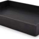 EDHAS Acacia Wood Rectangle Black Serving Tray for Breakfast Dinner Drinks Kitchen Dining Living Bathroom with Handle (15" x 10" x 1.6")