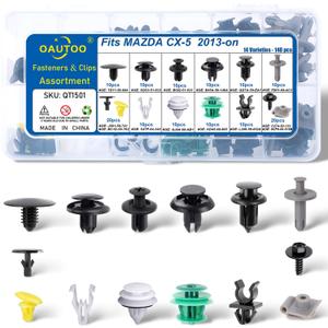 140pcs fits Mazda CX-5 Body Interior and Exterior Retainer Fastener Clip Assortment Hood Bumper Cover Fender Liner Retainer Door Trim Panel Clips Kit