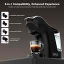 KOTLIE EM-308B Espresso Machine, Single Serve Coffee Maker Compatible with Multiple Capsule Types, Ground Coffee, and ESE Pods, 3 Temperatures, 7 Water Volume Levels, 34 Oz (Black)