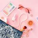 Chinoiserie Vintage Floral Makeup Bag, Blue and White Cosmetic Bags for Women, Classical Baroque Rococo Tiles Floral Zipper Makeup Pouch