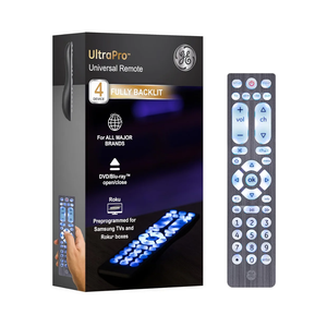 GE Universal Remote for Seniors, Elderly and Visually Impaired, Simple Use, Smart TV Compatible, 4 Device, Backlit, Brushed Graphite 71262