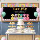 Gueevin 91 Pcs Easter Egg Bulletin Board Decoration Kit Our Class is Egg-cellent Wall Cutouts Classroom Decor with 140 Glue Points for Photo Easter Holiday Teacher School Office Chalkboard Supplies