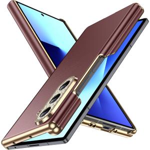 LeYi for Z Fold 7 Case: [     ], Samsung Galaxy Z Fold 7 Case with High Classy Luxury Leather, Full Body Protective Drop-Proof, Slim Leather Cover, Red