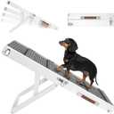 2026 Upgraded Dog Ramp for Couch, Foldable Small Dog Ramp for Sofa, 4 Adjustable Height from 13'' to 21", Portable Stable Pet Step with Non-Slip Pad, Pet Ramps Use for Couch Stairs, White