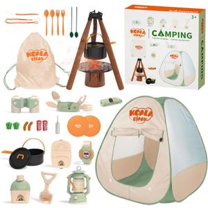 Kids Camping Set  an Indoor/Outdoor Pretend Play Adventure kit Featuring a Tent, Oil lamp, Stove, and More. Perfect for Ages 3+ (Multicolor)