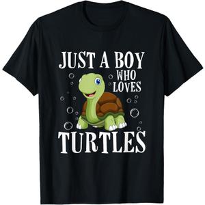 Just a boy who loves turtles turtle T-Shirt (Black)