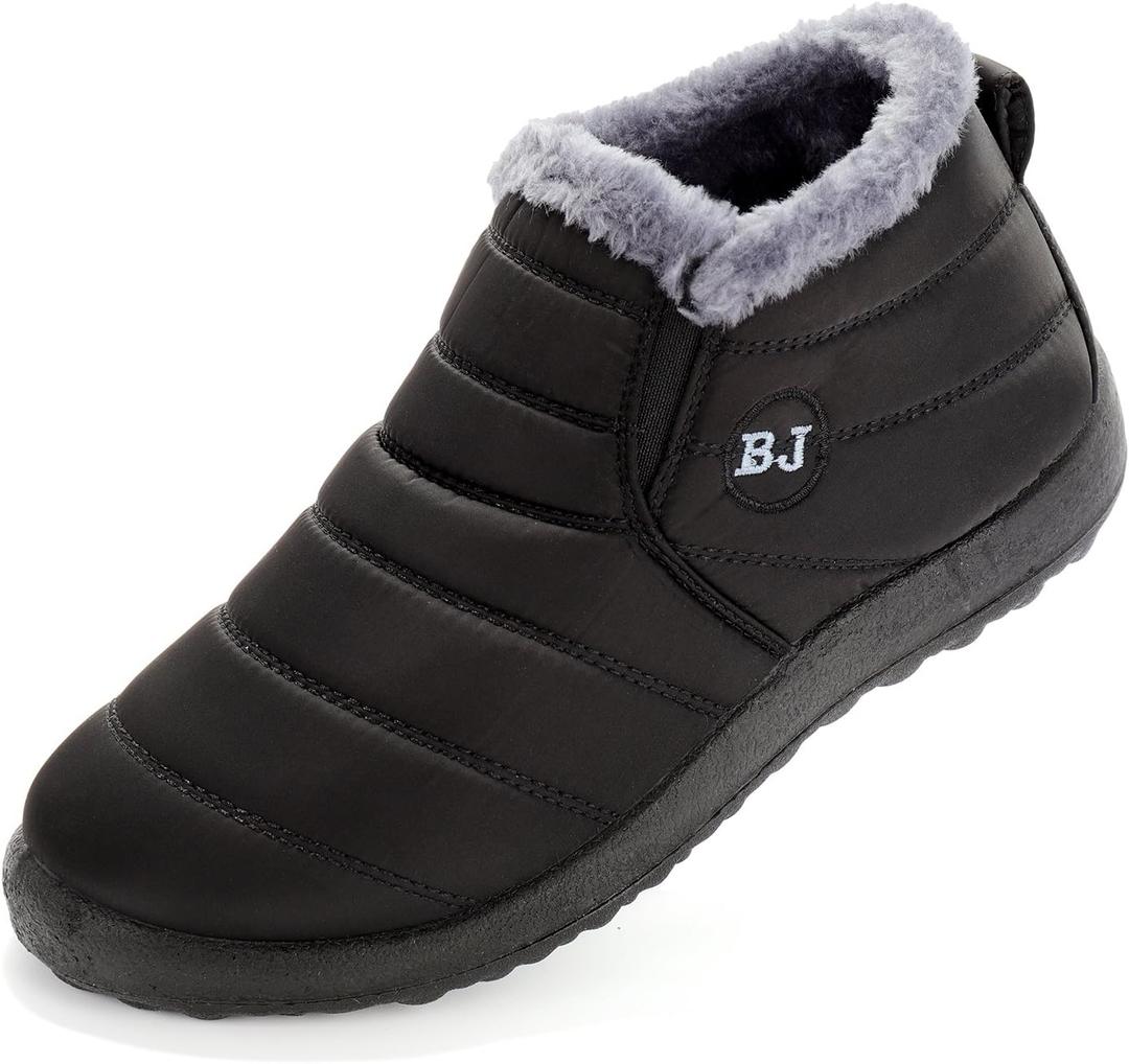 Womens Snow Boots Winter Warm Booties Fur Lined Anti-Slip Ankle Boots Outdoor Slip On Waterproof Booties Comfortable Warm Shoes (9 Women/7.5 Men, Black)