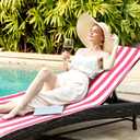Fumete 2 Pack Lounge Chair Covers 30 x 85 Inch Pool Chaise Lounge Towels Microfiber Beach Chair Towel Portable Striped Outdoor Patio Furniture Cover for Sunbathing Picnic Spa(Pink)