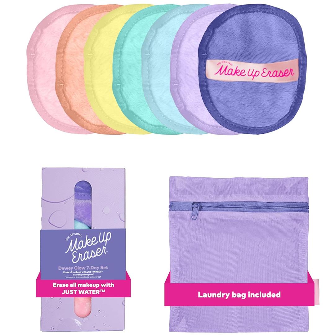 7-Day Set, Erase All Makeup with Just Water, Including Waterproof Mascara, Eyeliner, Foundation, Lipstick, Sunscreen, and More! 7ct (7 Count (Pack of 1), Dewy Glow)