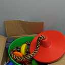 Tree Swing Climbing Rope 2 Pack Multicolor with Platforms Red Disc Swings Seat - Outdoor Playground Set Accessories Tree House Flying Saucer Outside Toys - Bonus Carabiner and 4 Feet Strap