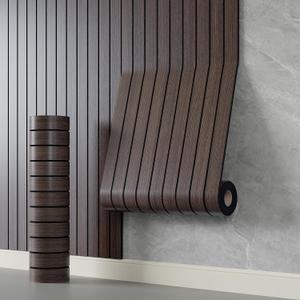 YLL YLL PVC Slat Wall Panel Peel and Stick 236"x 15.7" Faux Smoked Wood Grain Slat Panel Self-Adhesive Wallpaper Soundproof 3D Wall Panels