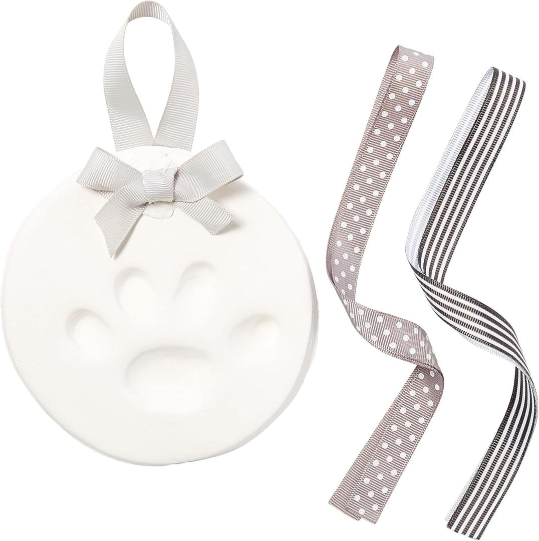 Pearhead Pet Paw Print Keepsake Ornament Kit, Memorial Clay Paw Impression for Dogs & Cats, DIY Hanging Pet Memorial with Ribbons, Pet Keepsake Gift