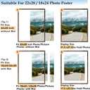 Wood 22x28 Picture Frame with 18x24 Mat, Display 18x24 with Mat or 22x28 Without Mat, Wood 22 by 28 Photo Frame, 22 x 28 Frame for Wall Hanging Display, Deep Brown, 2 Pack