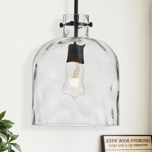 Modern Black Glass Pendant Light  10-Inch Wide Single Dome Light Fixture, 1-Light E26 Ceiling Hanging Lamp for Kitchen Island, Dining Room, Hallway (9.4 inches)