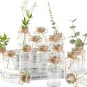 16 Glass Bud Vases 6.4 H, Mason Jars Transparent Centerpiece Vases with Hemp Rope for Weddings Parties Farmhouse Decor