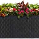 LEWIS&WAYNE Large Rectangular Block Planter Box Handmade Wicker Tall Planters for Outdoor Plants with Removable Liners Modern Planter for Indoor Outdoor Patio Deck - Black, 36''x12''x16''