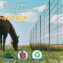 Metal Fence Posts, 3 FT Black Heavy Duty U Posts, No Dig T Posts for Fences Wire Mesh, Perfect for Temporary Fencing, Electric Fence Wire, Corner Anchor - 10 Packs