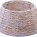 24in Christmas Tree Collar, Christmas Tree Ring Adjustable Water Hyacinth Skirt, Christmas Tree Skirt for Decoration, Base Protection from Pets (White)