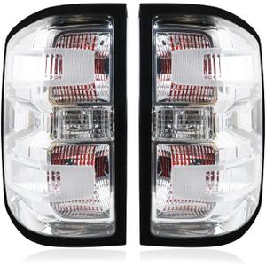 Tail Lights Compatible with 2014-2019 Chevy Silverado 1500 2500 3500 Halogen Type White Brake Rear Lamp Taillights