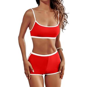 AngiMelo High Waisted Bikini Sets for Women Two Piece Tummy Control Swimsuits Modest Bathing Suit Shorts Swim Suits Teens (X-Large)