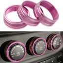 AC Climate Control Knob Ring Air Conditioner Switch Volume Cover Compatible with 2011-2017 Jeep Wrangler JK JKU/Dodge Challenger 2008-2014 Interior Conditioning Accessories Trim (3pcs/Set, Pink)