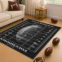 Football Rug for Bedroom,6'x9' Football Field Rugs with Non-Slip Backing,Sports Area Rug for Living Room and Game Room Decor