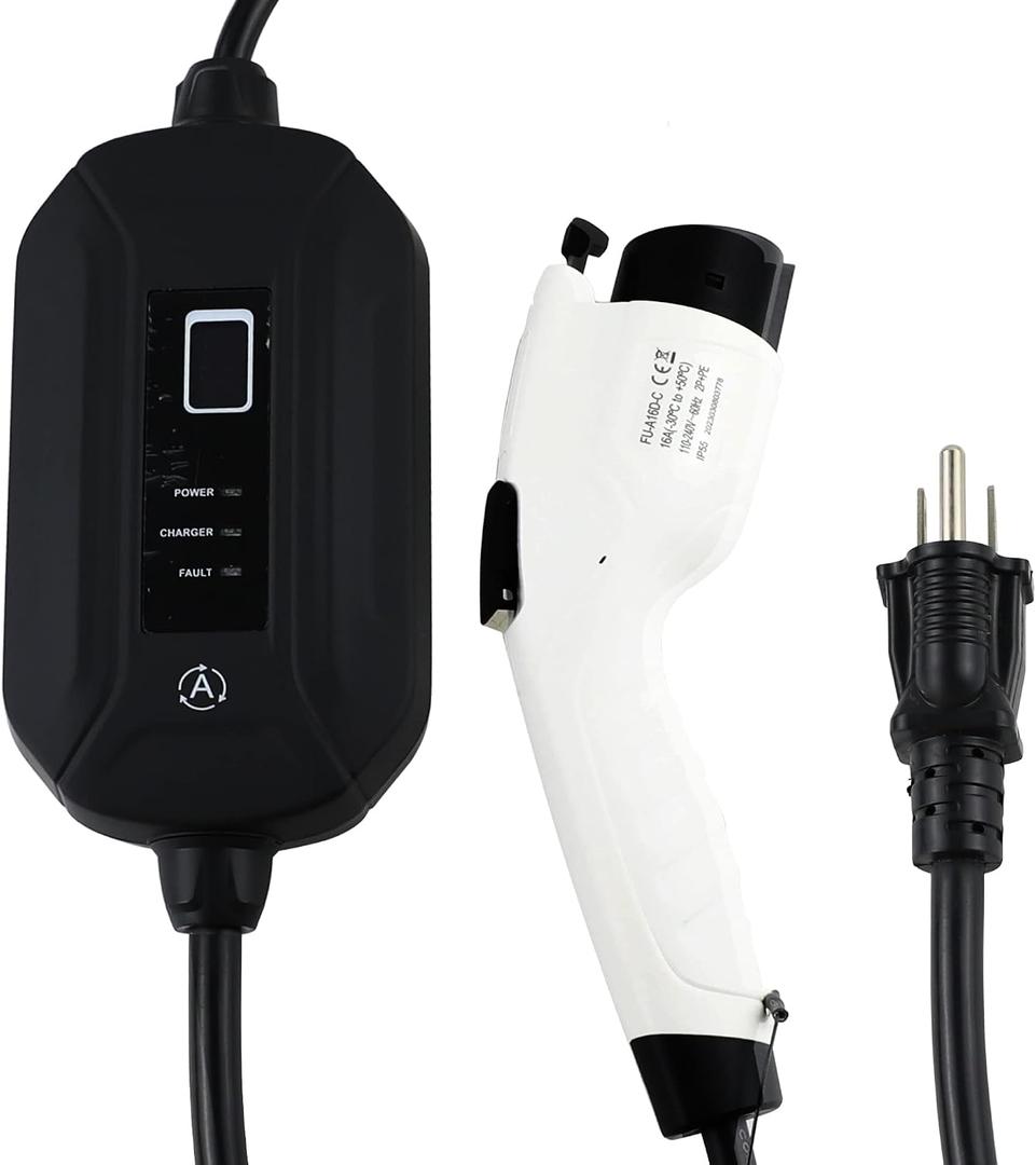 Wisepick Portable EV Charger 16 Amp 240V with NEMA 5-15 Level 1 or NEMA 6-20 Level 2 Electric Vehicle Charging Station Adapter 24.6 ft (Level 2 (NEMA 6-20))