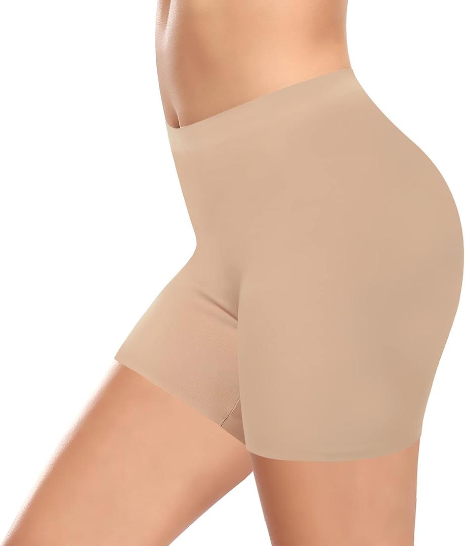 Womens Seamless Shaping Boyshorts Panties Tummy Control Underwear Slimming Shapewear Slip Shorts (Large, #A1 Beige(no Support))