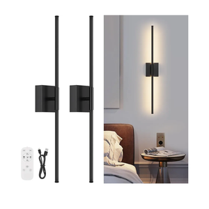 Battery Operated Wall Sconce Set of Two with Remote Control, 3000K-6000K Dimmable Black Wall Lights, Timable LED Wireless Wall Sconces, 350° Rotate for Bathroom, Living Room, Hallway 29.1 Inch