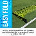 Franklin Sports Competition Soccer Goals - Backyard Portable Steel Soccer Goals - Adult + Youth Soccer Goal with Net + Ground Stakes Included -Style: Folding 6' x 4', 
Color	Black