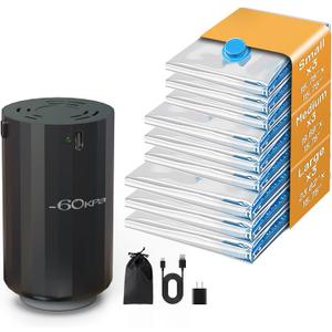 9 Vacuum Bags for Travel - High Pressure (-60KPa) Electric Pump with Vacuum Seal Packing Bags for Clothing Travel, Space Saver Suction Storage Bags for Luggage for Carry-On Suitcase 9 Vacuum Bags for Travel - High Pressure (-60KPa) Electric Pump with Vacuum Seal Packing Bags for Clothing Travel, Space Saver Suction Storage Bags for Luggage for Carry-On Suitcase