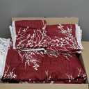 UOZZI BEDDING 3 Pieces Quilt Set Burgundy Red Branch King Size 102x88 Soft Microfiber Lightweight Coverlet Christmas Bedspread Summer Comforter Set Bed Cover for All Season (1 Quilt+ 2 Shams)