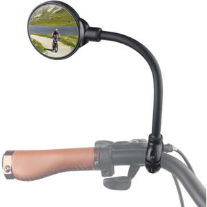 Bike Mirror, Bicycle Rear View Handlebar Mirrors Wide Angle Acrylic Convex Safety Adjustable Rotatable Scratch Resistant Shockproof Aluminum Tube Bike Mirrors for Mountain/Kids/Ebike Bikes 1 piece