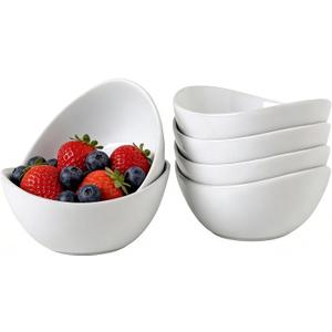 Cereal Bowls Set of 6, 5.5" Small White Ceramic Bowls, for Ice Cream, Yogurt, Cereal, Soup, Dipping Sauces, Appetizer, Stackable Essential Kitchen Bowls for Everyday Use Microwave & Dishwasher Safe