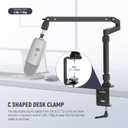 NEEWER Low Profile Mic Arm Desk Stand Mount with Damping, 360 Swivel Articulating Boom Arms with Heighten Pole & Cable Management Channels for Microphone Podcast Gaming Streaming Zoom Calls, MST002