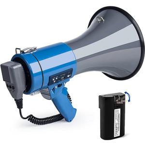 50 Watt Megaphone Bullhorn with Detachable Microphone, 240s Recording and Siren - Perfect for Indoor/Outdoor Sporting Events and Crowd Control (Blue)
