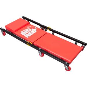 BIG RED 2-Piece Rolling Garage/Shop Creeper: 36" Padded Mechanic Cart with Headrest and 6 Casters, Red