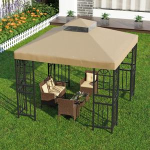 9.8'x9.8' Replacement Canopy Top Cover Only for Gazebo, Double Tiered Gazebo Covers for Outdoor Patio Garden Canopy Upgraded 2025 (Khaki)