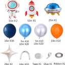 Outer Space Balloon Arch Garland Kit,119 PCS Navy Blue Metallic Silver Blue Balloon UFO Rocket Astronaut Balloons for Boys Kids Space Birthday Party Decorations