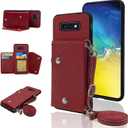 Compatible with Samsung Galaxy S10e Wallet Case with Crossbody Shoulder Strap and Stand Leather Credit Card Holder Cell Accessories Phone Cover for Galaxy S 10e Galaxy 10se Galaxies Se10 Girls Red
