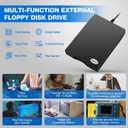 Floppy Disk Reader, 3.5 inch 1.44mb External USB Type A/C Floppy Disk Drive for PC, Laptop and Desktop Compatible with Windows 11/10/8/7/2000/XP, Not Compatible With Mac and Chrome, Black