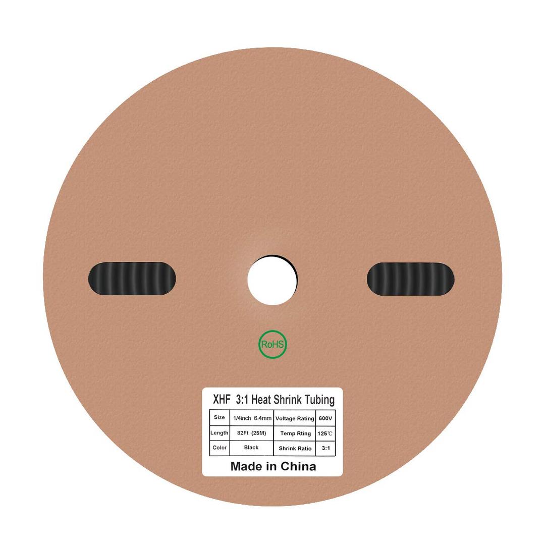 XHF UL Listed 1/4 Inch 82Ft 3:1 Waterproof Heat Shrink Tubing Marine Grade Wire Cable Adhesive Lined Tube Insulation Seal Against Moisture Corrosion and Air Leakage Black